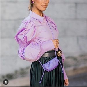 Zara Limited Edition ❤️ Bloggers Favorite Lilac Elastic Trim Poplin Shirt Size L